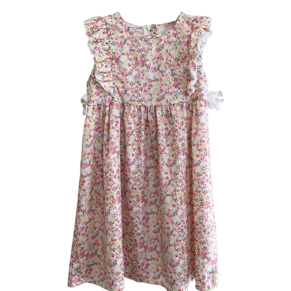 Kids Girls Floral Ruffle Sleeve Dress Pink YEL 6Y Sleeveless Summer Cottagecore